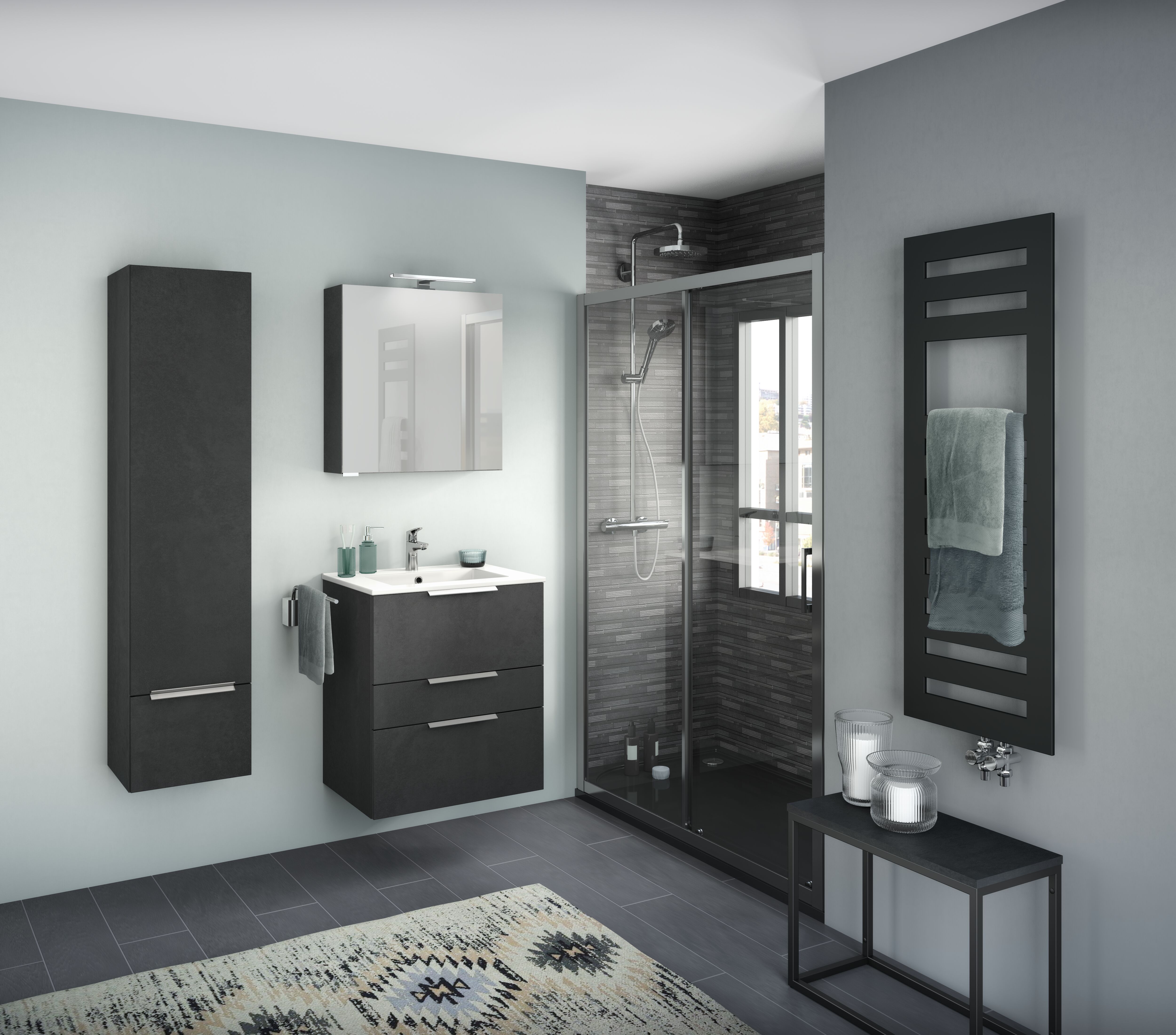 Salle de bain Delpha Graphic béton anthracite