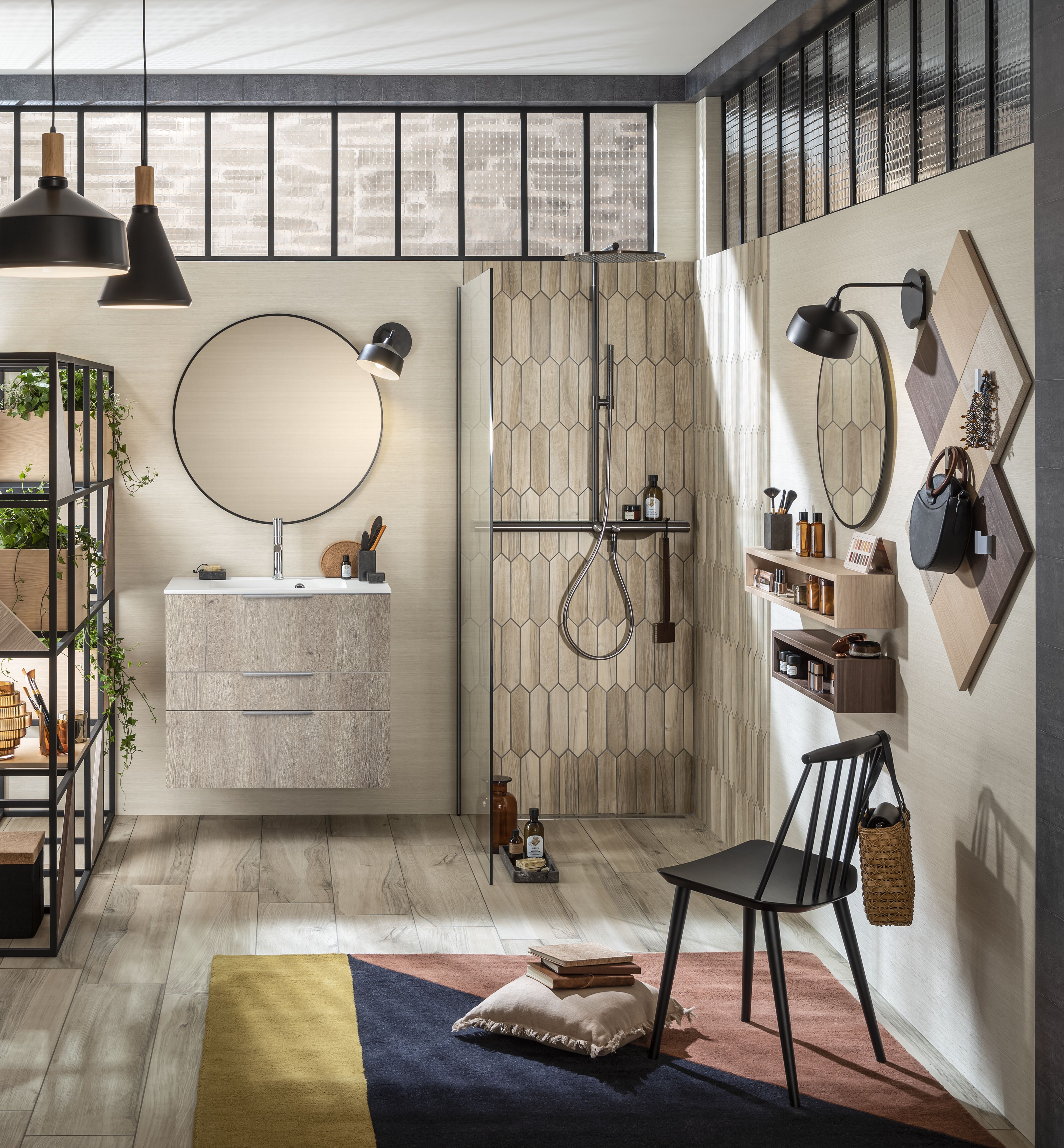Coiffeuse petits espaces : Salle de bains Delpha Archi chêne nordique