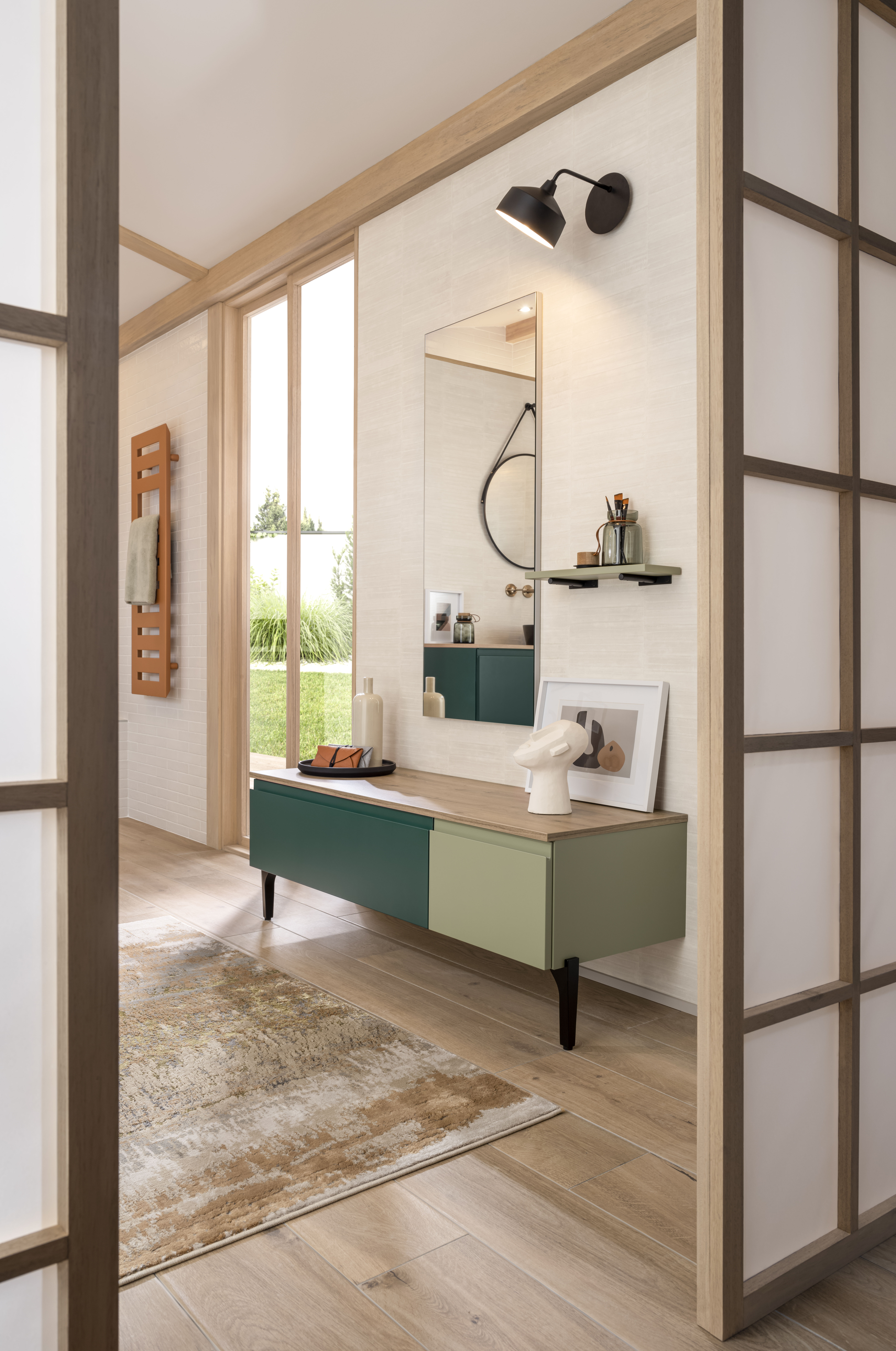 Commode velours vert forêt