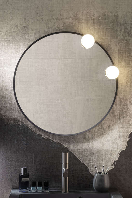 Miroir rond de salle de bains Delpha Naturel chêne scié