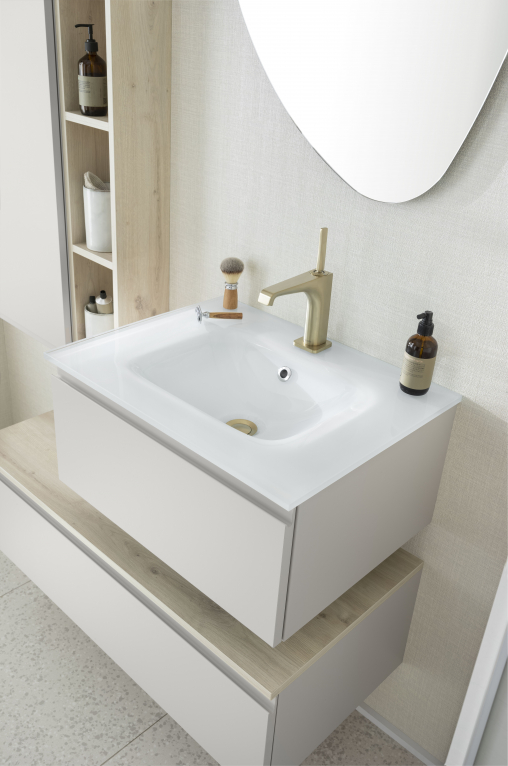 Plan vasque verre de salle de bains Delpha Pure Argile mat