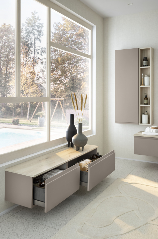 Commode de Salle de bains Delpha Unique Velours noisette mat